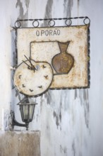Signboard of a pottery in the alleys of Obidos, picturesque small town Obidos, Ãbidos, district