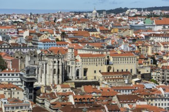 View of the most famous lift in Portugal Elevador do Município or Elevador da Biblioteca and