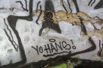 Graffiti in the streets of Lisbon, Lisbon, Lisbon district, Portugal, Europe, aerial view,