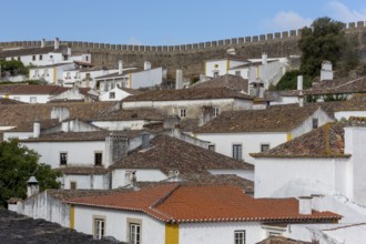 Picturesque small town Obidos, Ãbidos, Leiria district, Portugal, Europe, Óbidos, aerial view,