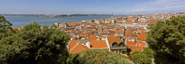 View from the castle Castelo de São Jorge to the old town of Lisbon, Lisbon, Lisbon district,