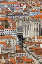 View of the most famous lift in Portugal Elevador do Município or Elevador da Biblioteca and