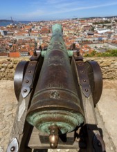 View from the castle Castelo de São Jorge to the old town of Lisbon, Lisbon, Lisbon district,
