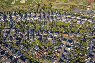 Aerial view, residential area at Grüner Weg am Auenpark, by-catch, Selm, Münsterland, North