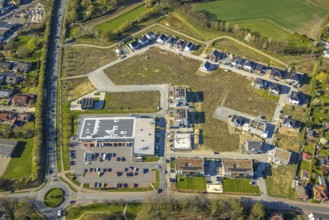 Aerial view, residential area Neuenkamp Am Alten Schützenplatz, construction site and new