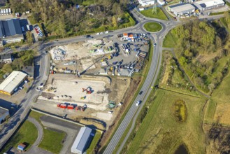 Aerial view, construction site, construction area between Industriestraße and Zeche-Hermann-Wall,