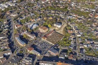 Aerial view, community centre and adult education centre VHS in the town centre, Botzlar Castle