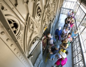 Queue in front of the most famous lift in Portugal Elevador do Município or Elevador da Biblioteca