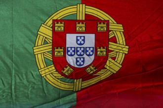 Flag of Portugal, Lisbon, Lisbon district, Portugal, Europe, aerial view, birds-eyes view, Travel,