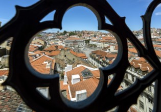View through wrought iron grating from Portugal's most famous lift Elevador do Município or