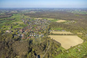 Aerial view, residential area, local view Cappenberg, Selm, Münsterland, North Rhine-Westphalia,