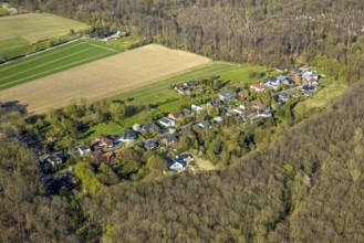 Aerial view, forest settlement residential area Baltimora, Cappenberg, Selm, Münsterland, North