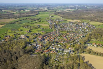 Aerial view, residential area, local view Cappenberg, Selm, Münsterland, North Rhine-Westphalia,