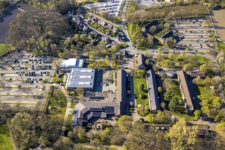 Aerial view, car parks, main car park LAFP School North Rhine-Westphalia (State Office for