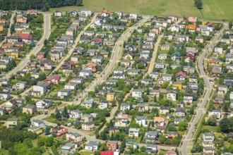 Single-family houses, rows of houses, Starogard GdaÅski, Prussian Stargard, pomorskie, Poland,