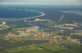 Overview, Baltic Sea coast, Baltic Sea, Poland, ÅšwinoujÅ'cie Swinoujscie, Europe, aerial view,
