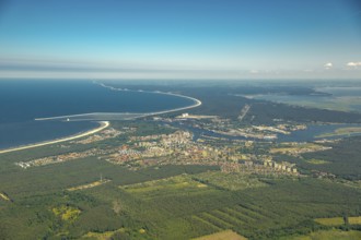 Overview, Baltic Sea coast, Baltic Sea, Poland, ÅšwinoujÅ'cie Swinoujscie, Europe, aerial view,