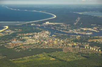 Overview, Baltic Sea coast, Baltic Sea, Poland, ÅšwinoujÅ'cie Swinoujscie, Europe, aerial view,