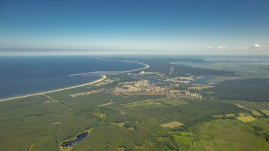 Overview, Baltic Sea coast, Baltic Sea, Poland, ÅšwinoujÅ'cie Swinoujscie, Europe, aerial view,