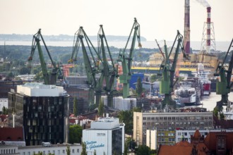 GdaÅsk, view from St. Mary's Church, Gdansk harbour, Gdansk, Baltic Sea coast, Baltic Sea,