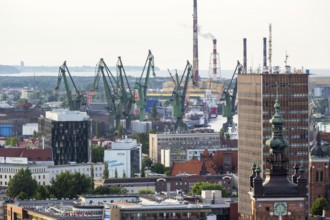 GdaÅsk, view from St. Mary's Church, Gdansk harbour, Gdansk, Baltic Sea coast, Baltic Sea,