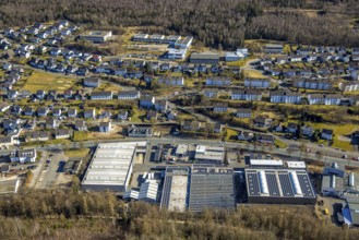 Aerial view, multi-family house residential area Stachelauer Weg, above secondary school