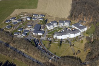 Aerial view, residential estate Osterseifen - nursing home Im Alter gut leben, Rhode, Olpe,