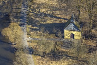 Aerial view, Valentine's Chapel, Biggerandweg am Biggesee, Olpe-Stadt, Olpe, Sauerland, North