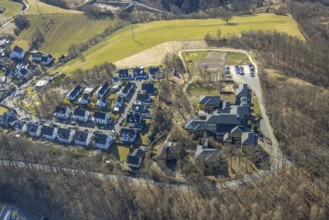 Aerial view, German Red Cross Hospital, housing estate Auguste-Liese-Straße, Olpe town, Olpe,