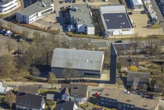 Aerial view, parish vicarage Heilig Geist, Olpe-Stadt, Olpe, Sauerland, North Rhine-Westphalia,