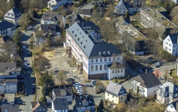 Aerial photo, Städtisches Gymnasium, Olpe-Stadt, Olpe, Sauerland, North Rhine-Westphalia, Germany,