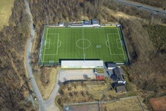 Aerial photo, football stadium sports field VfR Rüblinghausen, Dahl, Olpe, Sauerland, North