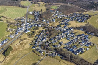 Aerial view, residential area, view of Altenkleusheim district, above football stadium Sportverein