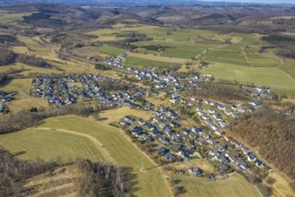 Aerial view, residential area, view of Altenkleusheim, Olpe, Sauerland, North Rhine-Westphalia,