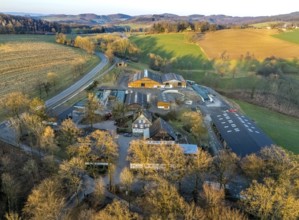 Aerial view, Howald am Biggesee, farm, farmhouse, Rhode, Olpe, Sauerland, North Rhine-Westphalia,