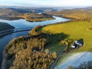 Aerial view, Hof Siele, Rhode, Olpe, Sauerland, North Rhine-Westphalia, Germany