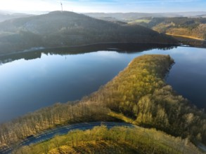 Aerial view, Haardt am Biggesee, Bürberg, Attendorn, Sauerland, North Rhine-Westphalia, Germany