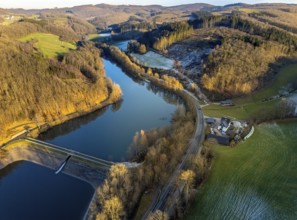 Aerial view, Haardt am Biggesee, Bürberg, Attendorn, Sauerland, North Rhine-Westphalia, Germany