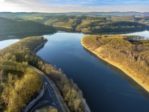 Aerial view, Haardt am Biggesee, Bürberg, Attendorn, Sauerland, North Rhine-Westphalia, Germany