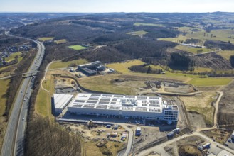 Aerial view, commercial area Nicolaus-Otto-Straße with construction site and new building Alte