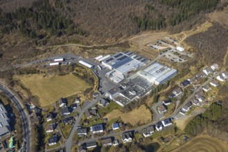 Aerial view, commercial area Im Grüntal, OHM UND HÄNER METALLWERK GmbH - Werk I, Dahl, Olpe,