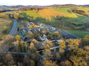 Aerial view, Howald am Biggesee, farm, farmhouse, Rhode, Olpe, Sauerland, North Rhine-Westphalia,