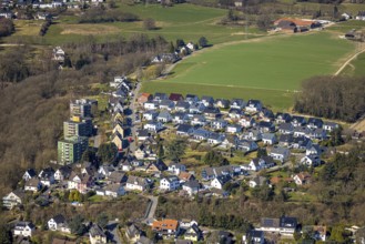 Aerial view, new construction of single-family houses, housing estate Auf dem Elberg and Schultes