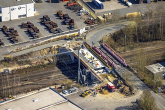 Aerial view, construction site and new bridge Auf der Bleiche over railway line, Wengern, Wetter,
