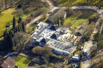 Aerial view, AWO sub-district Ennepe-Ruhr day-care centre with solar roof, Wengern, Wetter, Ruhr