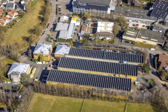 Aerial view, Taprogge GmbH mechanical engineering company factory buildings, in the industrial