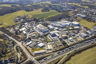 Aerial view, commercial area Am Nielande, Nielandstraße with ABUS KG company premises,
