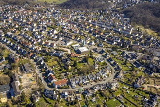 Aerial view, residential area Steinkampstraße local view Oberwengern with Christuskirche