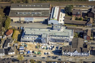Aerial view, construction site with new building Petig Edelstahlhandel GmbH, Wengern, Wetter, Ruhr