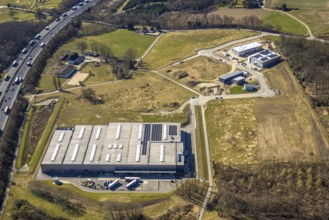 Aerial view, industrial estate An den Drei Eichen, AOS Stahl GmbH, Koro RIW company premises,